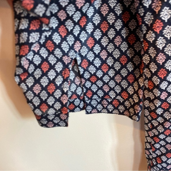 Talbots Womens Black Red 100% Cotton Semi sheer 3/4 Sleeve Blouse Size Xl V Neck - Picture 4 of 6